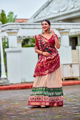 Cavern Pink Readymade Indian Cotton Silk Lehenga Choli Set for Women With Designer Blouse and Dupatta For Wedding